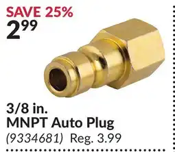 Princess Auto 3/8 in. MNPT Auto Plug offer