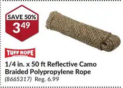 Princess Auto 1/4 in. x 50 ftReflective Camo Braided Polypropylene Rope offer