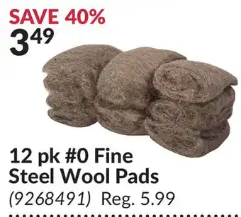 Princess Auto 12 pk #0 Fine Steel Wool Pads offer