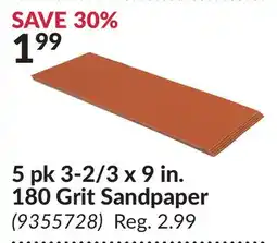 Princess Auto 3-2/3 x 9 in. 180 Grit Sandpaper offer