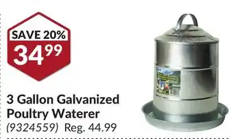 Princess Auto 3 Gallon Galvanized Poultry Waterer offer