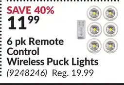 Princess Auto 6 pk Remote Control Wireless Puck Lights offer