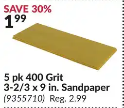 Princess Auto 5 pk 400 Grit 3-2/3 x 9 in. Sandpaper offer