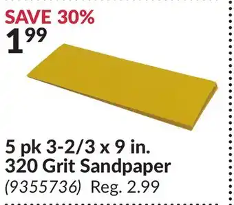 Princess Auto 5 pk 3-2/3 x 9 in. 320 Grit Sandpaper offer