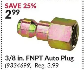 Princess Auto 3/8 in. FNPT Auto Plug offer