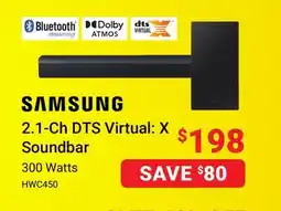 Visions Electronics SAMSUNG 2.1-Ch DTS Virtual: X Soundbar 300 Watts offer