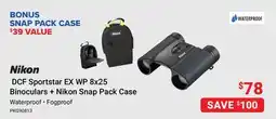 Visions Electronics DCF Sportstar EX WP 8x25 Binoculars + Nikon Snap Pack Case Waterproof • Fogproof offer