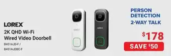 Visions Electronics LOREX 2K QHD Wi-Fi Wired Video Doorbell offer