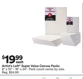 Michaels Artist's Loft Super Value Canvas Packs offer