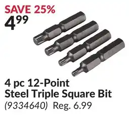 Princess Auto 4 pc 12-Point Steel Triple Square Bit offer