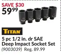 Princess Auto 5 pc 1/2 in. dr SAE Deep Impact Socket Set offer