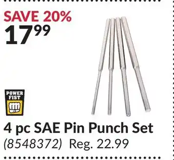 Princess Auto Power Fist 4 pc SAE Pin Punch Set offer