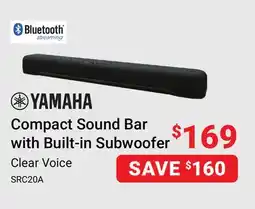 Visions Electronics YAMAHA Compact Sound Bar with Built-in Subwoofer Clear Voice offer