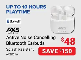 Visions Electronics AXS Active Noise Cancelling Bluetooth Earbuds offer