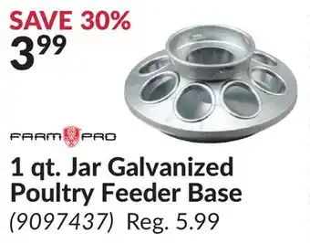 Princess Auto 1 qt. Jar Galvanized Poultry Feeder Base offer