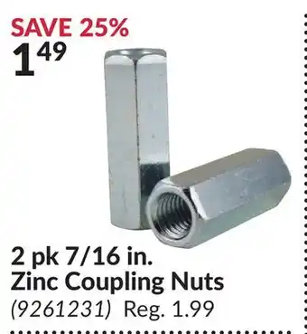 Princess Auto 2 pk 7/16 in. Zinc Coupling Nuts offer