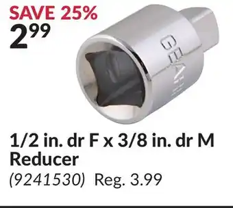 Princess Auto 1/2 in. dr F x 3/8 in. dr M Reducer offer