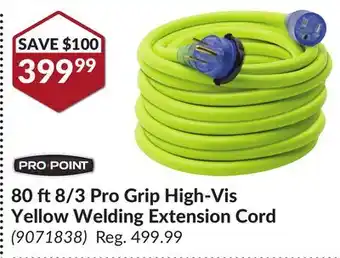 Princess Auto 80 ft 8/3 Pro Grip High-Vis Yellow Welding Extension Cord offer