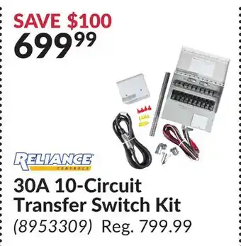 Princess Auto 30A 10-Circuit Transfer Switch Kit offer