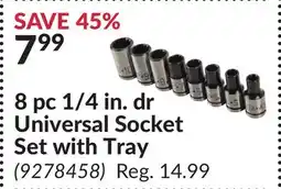 Princess Auto 8 pc 1/4 in. dr Universal Socket Set with Tray offer