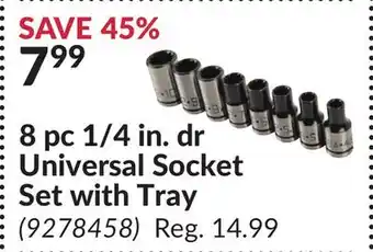 Princess Auto 8 pc 1/4 in. dr Universal Socket Set with Tray offer