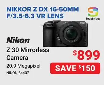 Visions Electronics Nikon Z 30 Mirrorless Camera offer