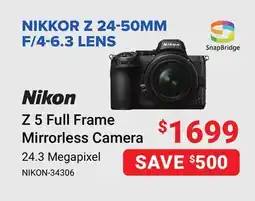 Visions Electronics NIKON Z 5 Full Frame Mirrorless Camera 24.3 Megapixel offer