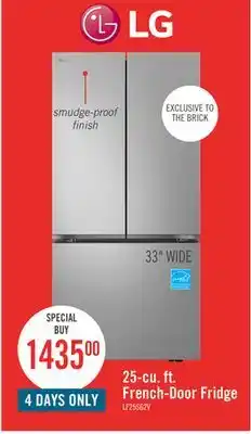 The Brick LG 33 25 Cu. Ft. Smart French-Door Refrigerator with Ice Maker - Stainless Look - LF25S6200V offer