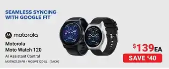 Visions Electronics Motorola Moto Watch 120 AI Assistant Control offer