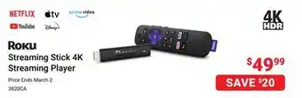 Visions Electronics ROKU Streaming Stick 4K Streaming Player offer