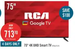 The Brick RCA 75 4K HDR Smart Google TV offer