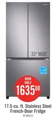 The Brick Samsung 33 17.5 Cu. Ft. Counter-Depth French-Door Refrigerator - Stainless Steel - RF18A5101SR/AA offer