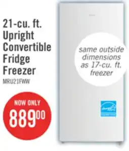 The Brick Midea 21 Cu. Ft. Convertible 2-in-1 Upright Refrigerator-Freezer - White - MRU21F6AWW offer