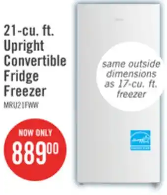 The Brick Midea 21 Cu. Ft. Convertible 2-in-1 Upright Refrigerator-Freezer - White - MRU21F6AWW offer