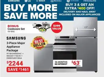 Visions Electronics SAMSUNG 3-Piece Major Appliance Package offer