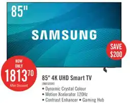 The Brick Samsung 85 4K UHD Edge Lit Dynamic Crystal Colour HDR10+ 120Hz Smart TV (UN85DU8000FXZC) offer