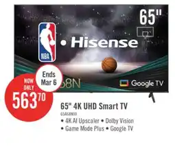 The Brick Hisense 65 4K UHD HDR10 Dolby Vision 60Hz Google Smart TV (65A68N) offer