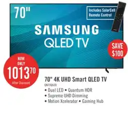 The Brick Samsung 70 QLED Edge-Lit 4K UHD Quantum HDR 60Hz Smart TV (QN70Q60DAFXZC) offer