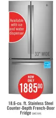 The Brick GE 33 18.6 Cu. Ft. French-Door Refrigerator - Stainless Steel Fingerprint Resistant - GWE19JYLFS offer