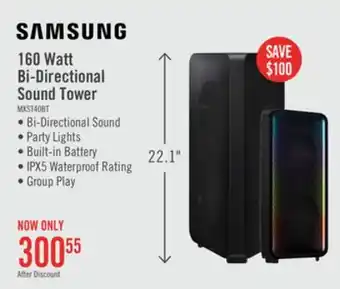 The Brick SAMSUNG 160W Bi-Directional Wireless IPX5 Water Resistant Party Speaker (MX-ST40B/ZC) offer