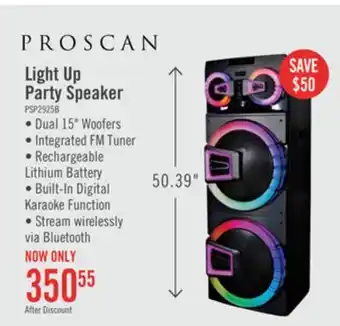 The Brick Proscan 2 x 15 120W Light Up Party Speaker with Bluetooth and Microphone offer