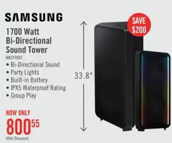 The Brick SAMSUNG 1700W Bi-Directional Wireless IPX5 Water Resistant Party Speaker (MX-ST90B/ZC) offer