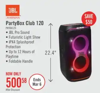 The Brick JBL PartyBox Club 120 160W JBL Pro Sound Wireless Party Speaker (JBLPBCLUB120AM) offer