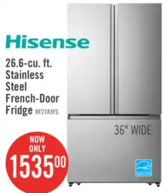 The Brick Hisense 36 26.6 Cu. Ft. French-Door Refrigerator - Titanium - RF27A3FSE offer