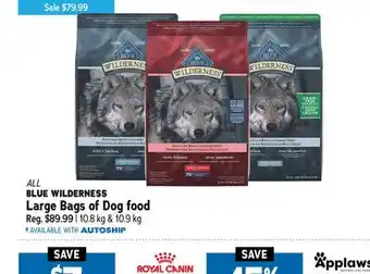 Ren’s Pets Depot ALL BLUE WILDERNESS Large Bags of Dog food offer