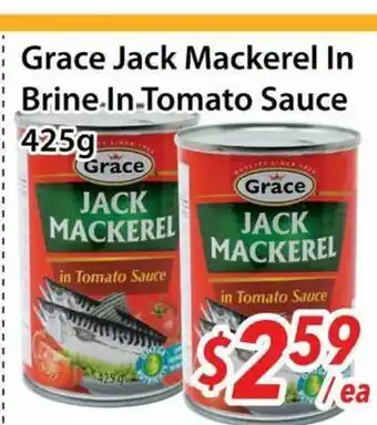 Bestco Food Mart Grace jack Mackerel In Brine In Tomato Sauce offer