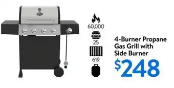 Walmart 4-Burner Propane Gas Grill with Side Burner offer