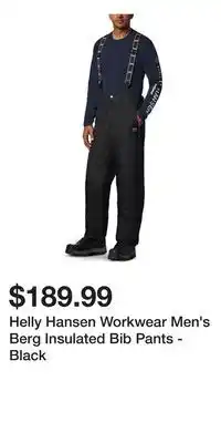 Mark's Helly Hansen Workwear Men's Berg Insulated Bib Pants - Black offer