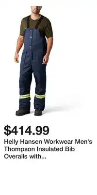 Mark's Helly Hansen Workwear Men's Thompson Insulated Bib Overalls with Reflective Tape - Navy offer