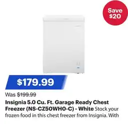 Best Buy Insignia 5.0 Cu. Ft. Garage Ready Chest Freezer (NS-CZ50WH0-C) - White offer